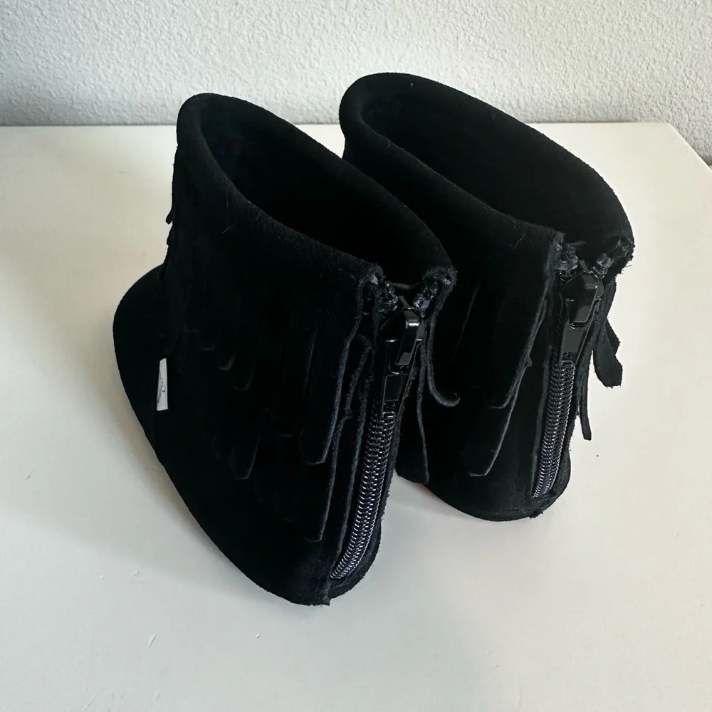 Kids Black Fringe Booties - Brand Unknown